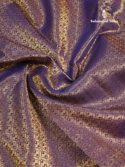 Beautiful Violet Bridal Pure Kanjivaram Silk Saree With Contrast Pink Traditional Border