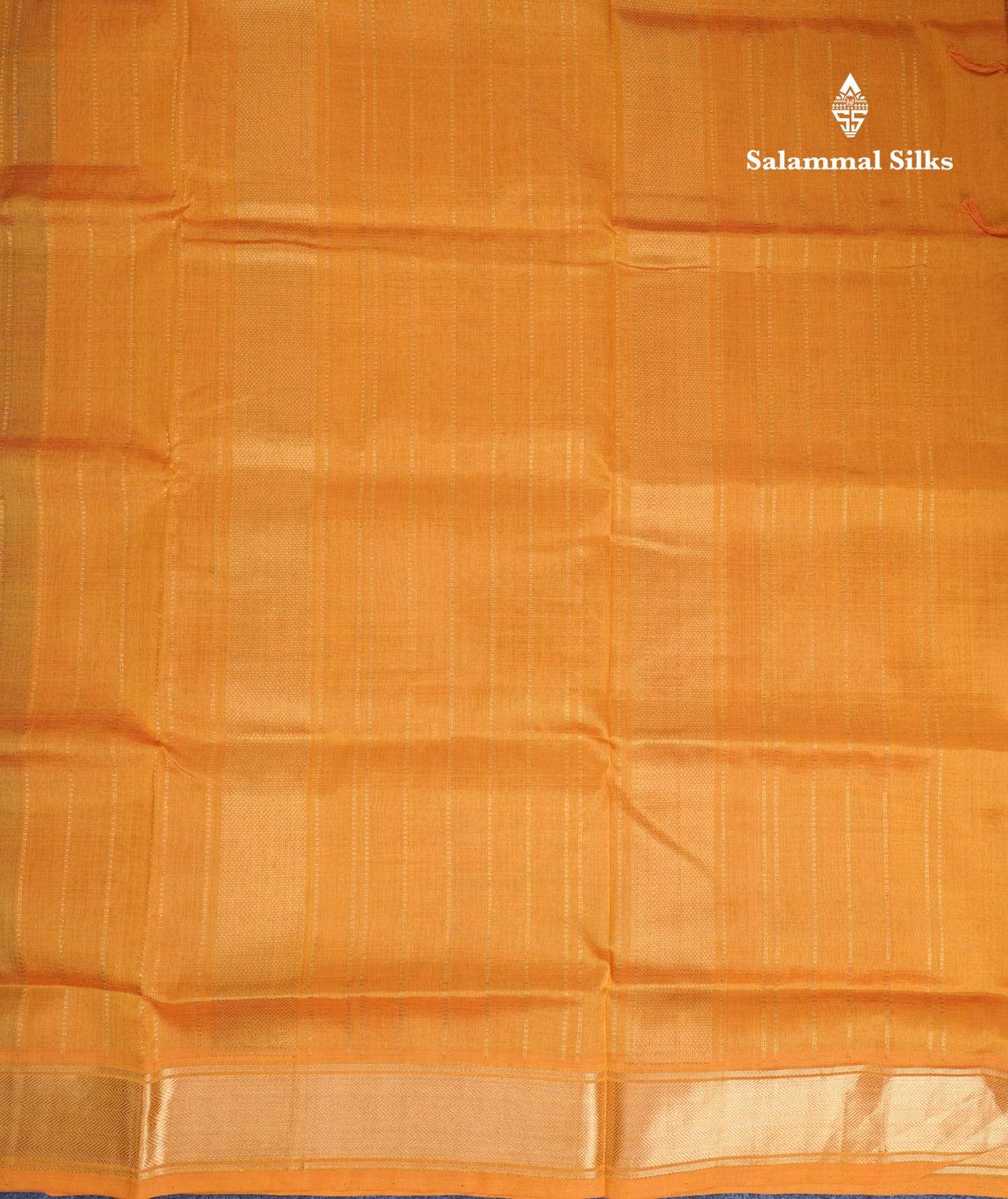 Ramar Blue Plain Pure Silk Cotton Saree With Contrast Mustard Yellow Blouse