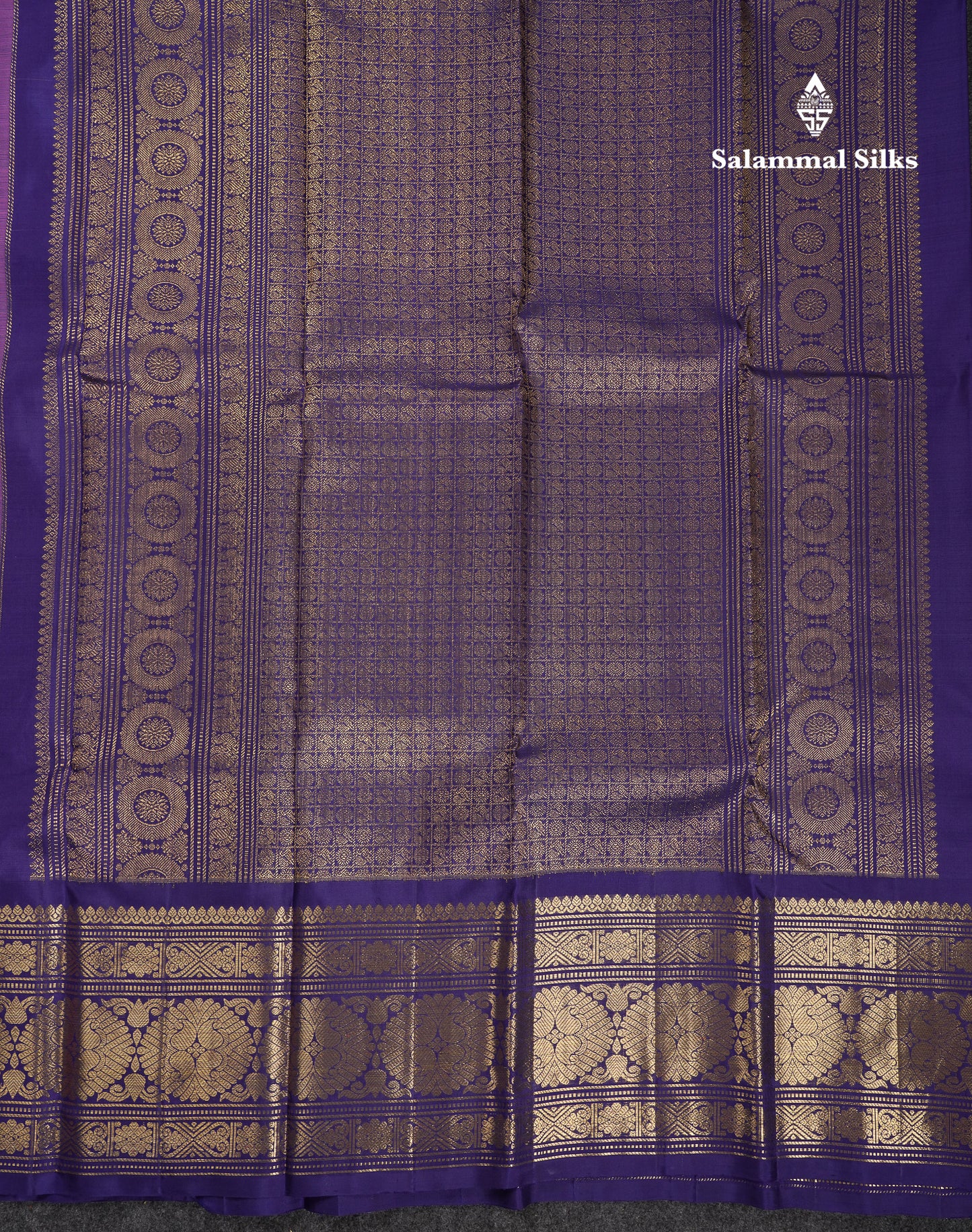 Beautiful Pastel Violet Bridal Pure Kanjivaram Silk Saree With Contrast Navy Blue Traditional Border