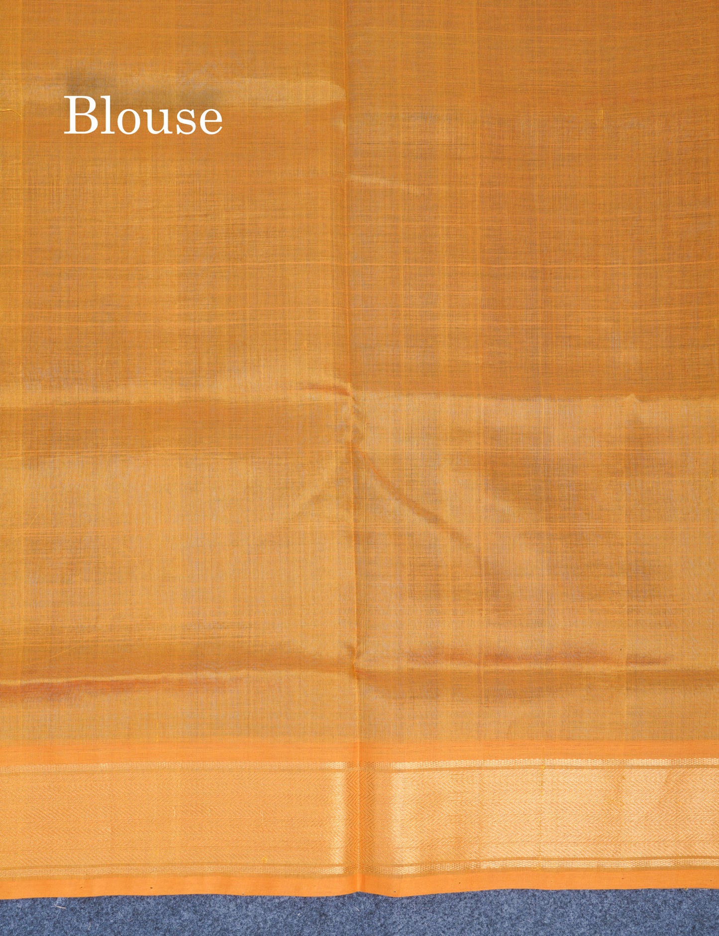 Ramar Blue Plain Pure Silk Cotton Saree With Contrast Mustard Yellow Blouse