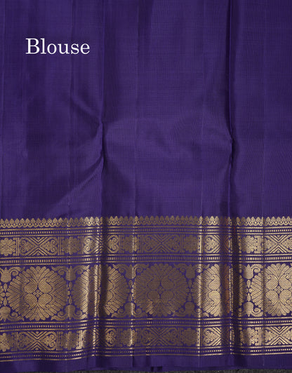 Beautiful Pastel Violet Bridal Pure Kanjivaram Silk Saree With Contrast Navy Blue Traditional Border