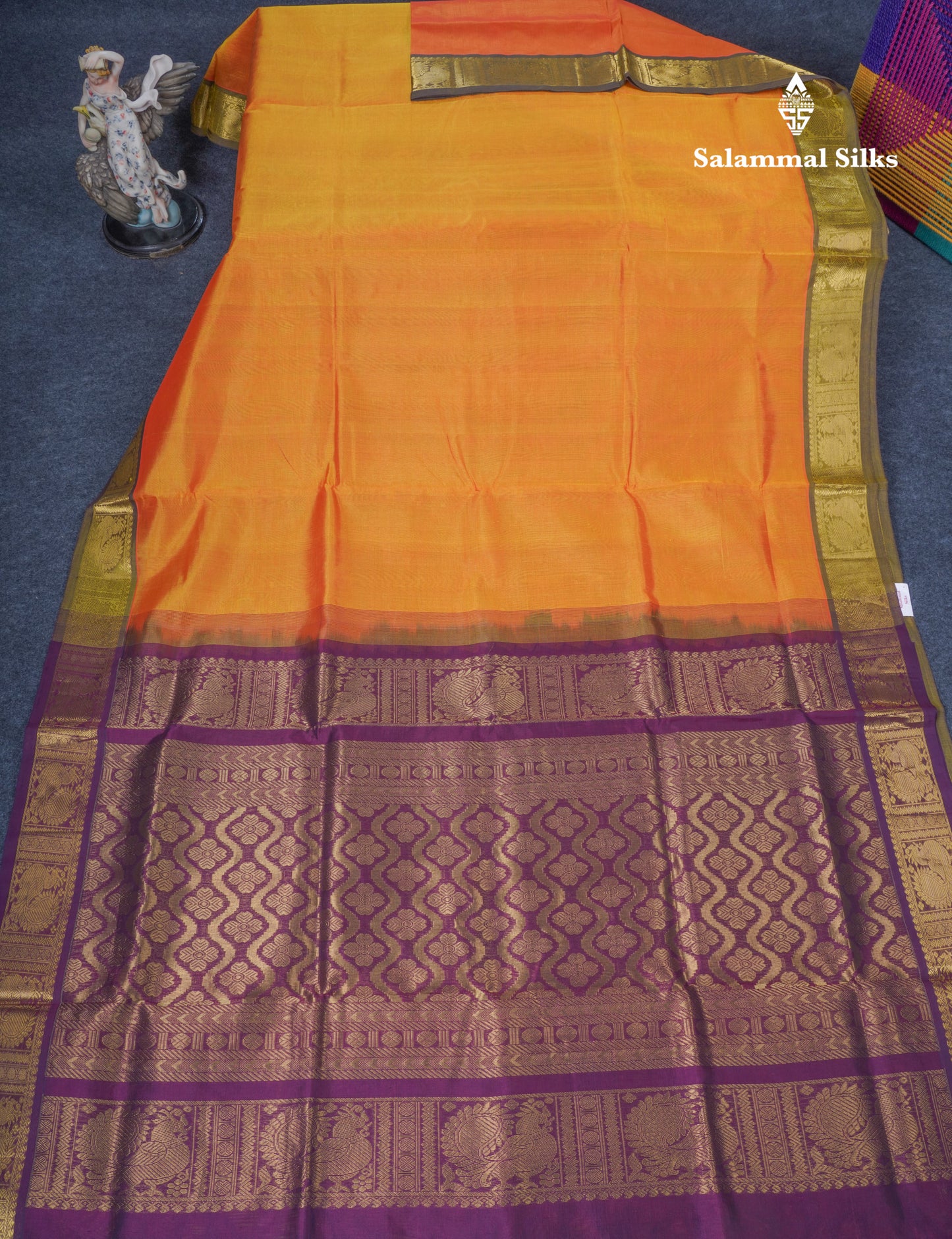 Mango Yellow Plain Pure Silk Cotton Saree With Contrast Magenta Blouse