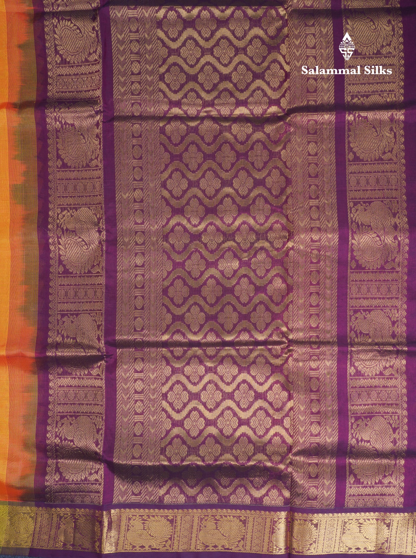 Mango Yellow Plain Pure Silk Cotton Saree With Contrast Magenta Blouse