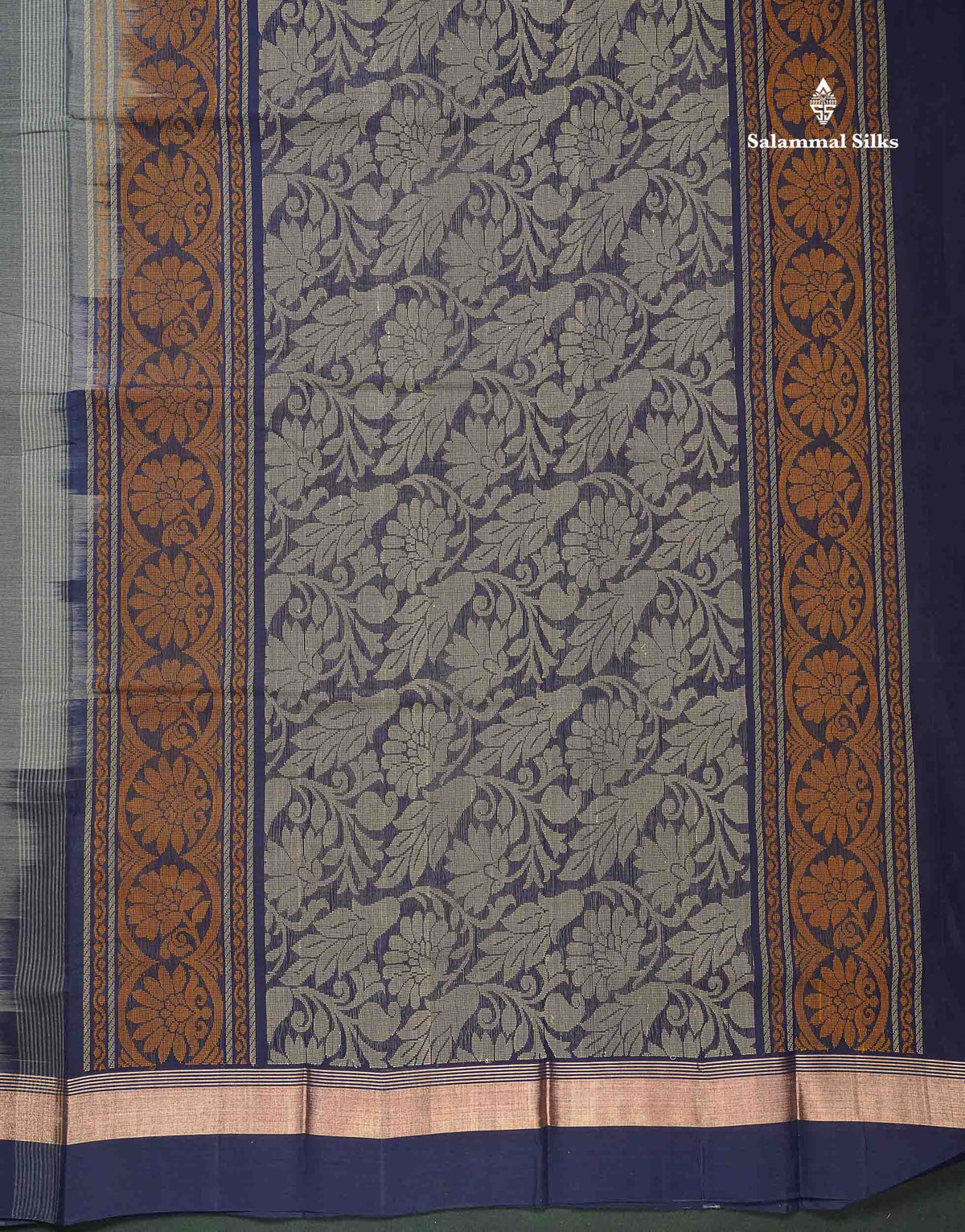 Handloom Pure Cotton Saree -  Mustard Yellow Colour Body With Contrast Black Border