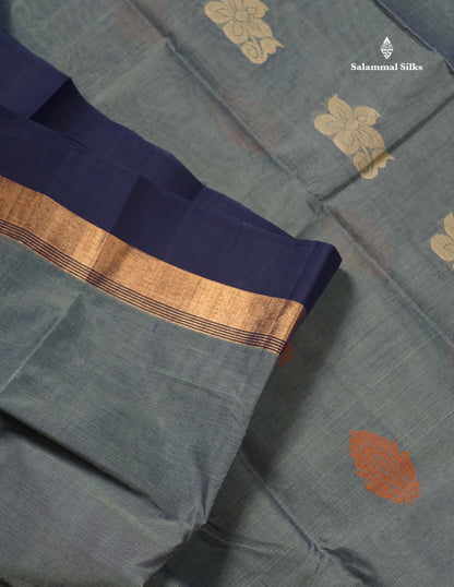 Handloom Pure Cotton Saree -  Mustard Yellow Colour Body With Contrast Black Border