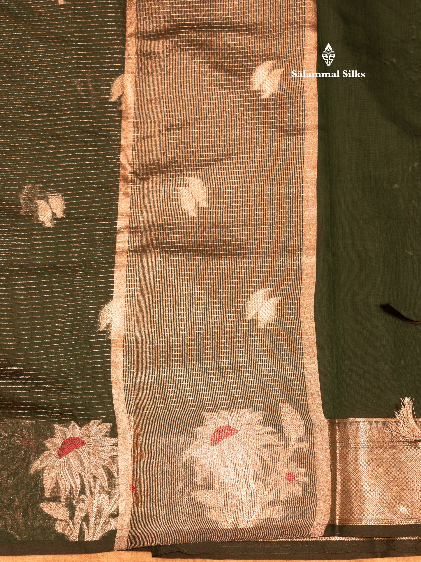 Beautiful Ramar Muga Silk Silver Zari Lines Saree With Fancy Meenawork Border