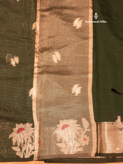 Beautiful Ramar Muga Silk Silver Zari Lines Saree With Fancy Meenawork Border