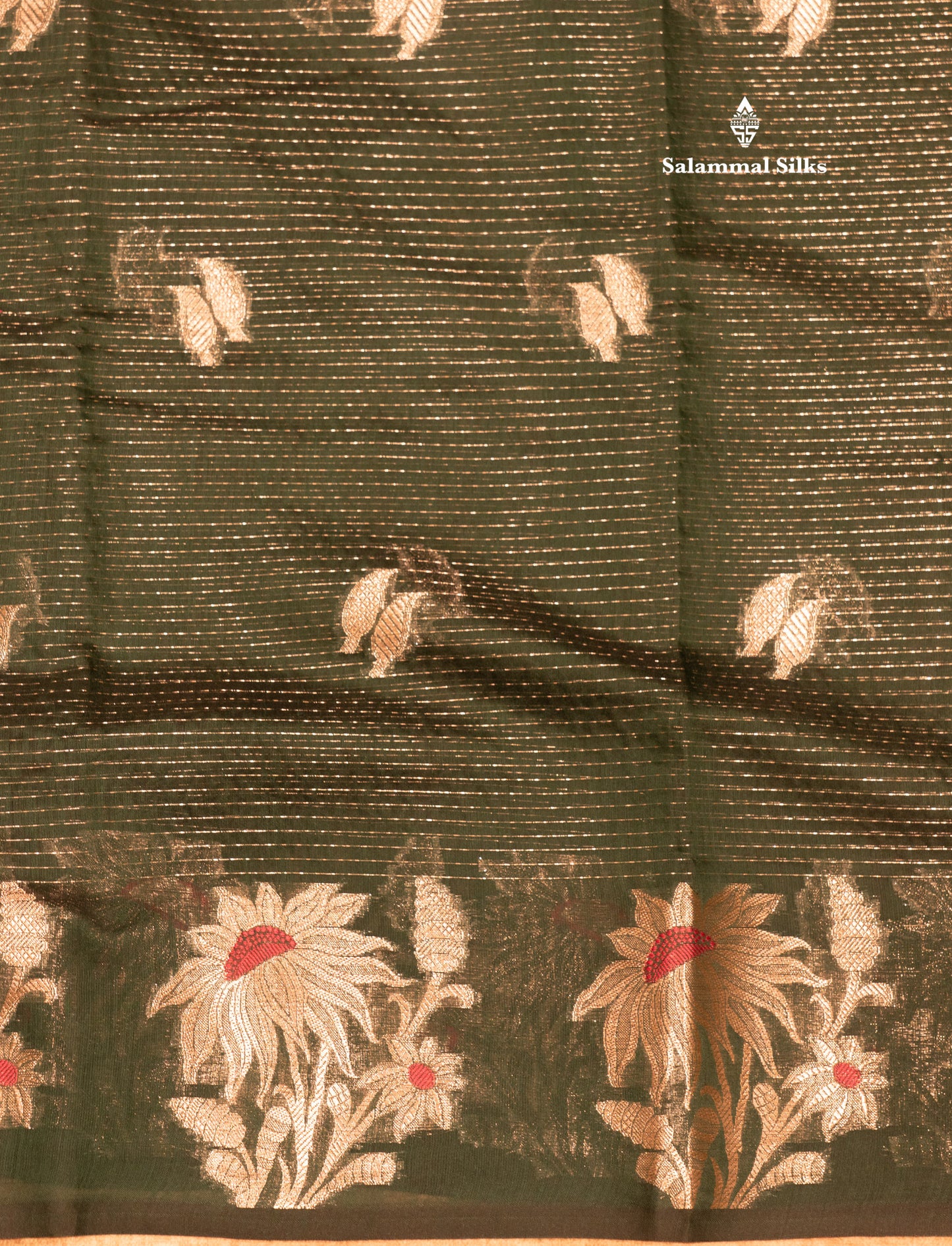 Beautiful Ramar Muga Silk Silver Zari Lines Saree With Fancy Meenawork Border