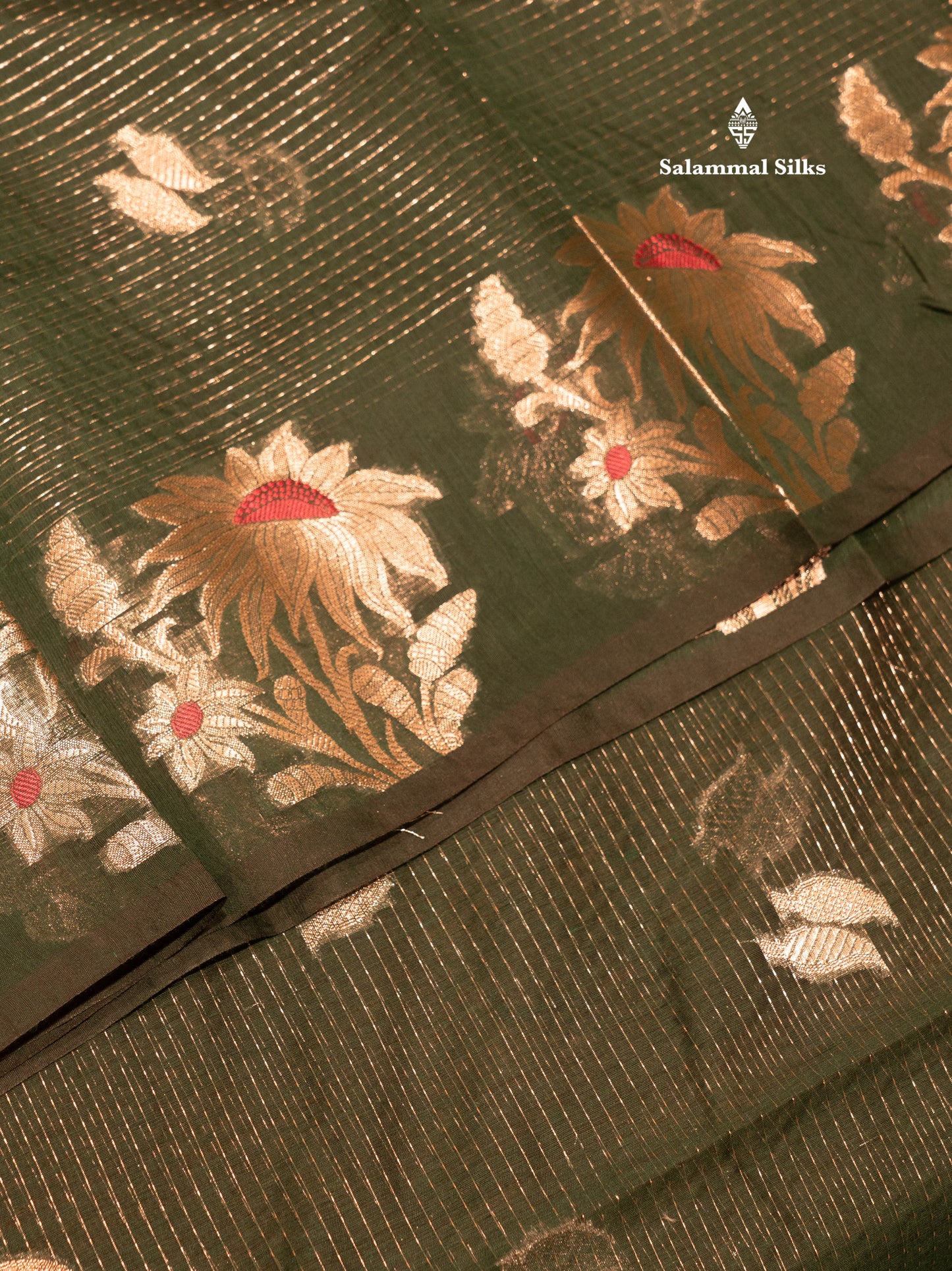 Beautiful Ramar Muga Silk Silver Zari Lines Saree With Fancy Meenawork Border