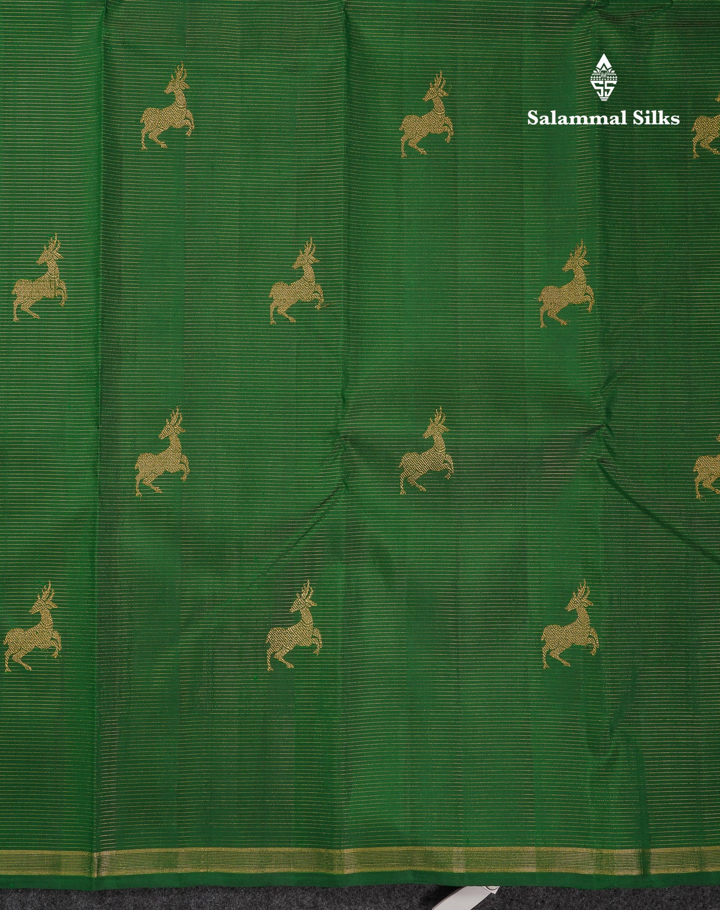 Beautiful Bottle Green Vaira Oosi Lines Pure Kanjivaram Silk Saree With Small Border
