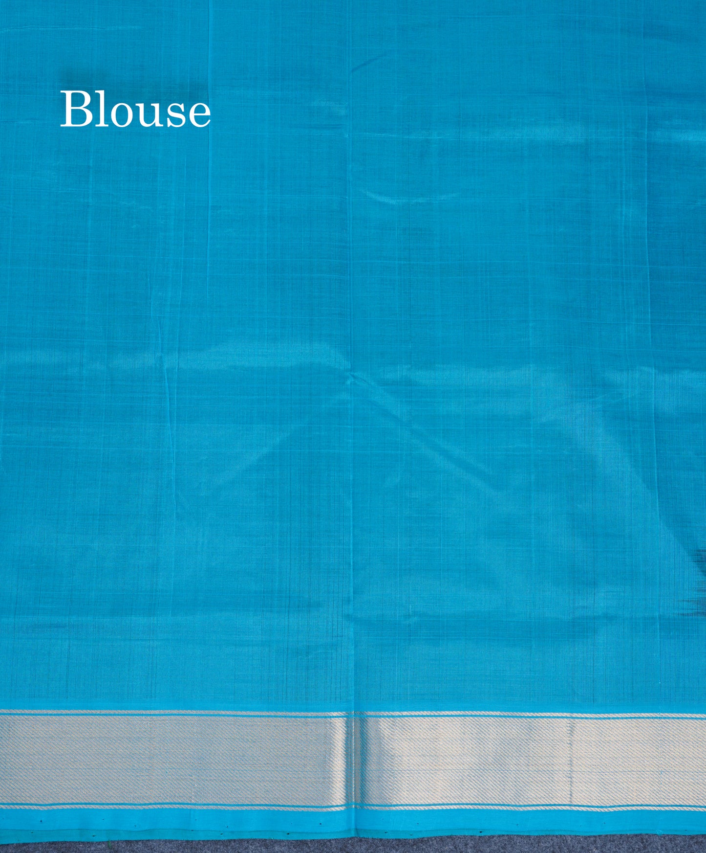 Bottle Green Plain Pure Silk Cotton Saree With Contrast Sky Blue Blouse