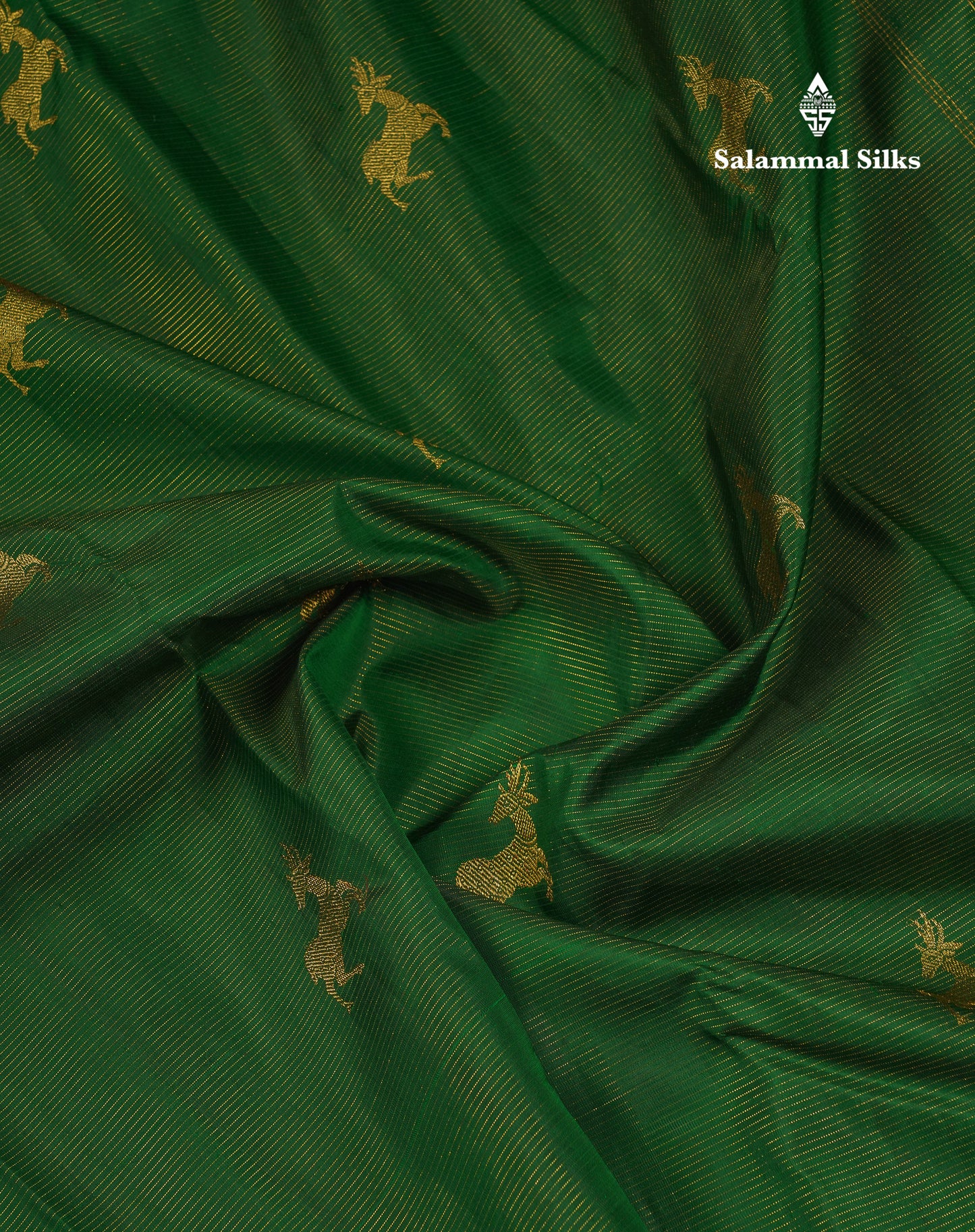 Beautiful Bottle Green Vaira Oosi Lines Pure Kanjivaram Silk Saree With Small Border