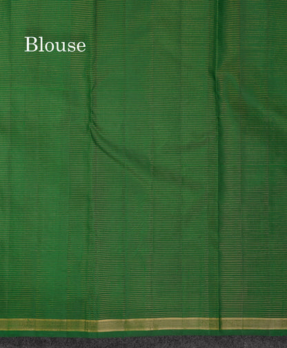 Beautiful Bottle Green Vaira Oosi Lines Pure Kanjivaram Silk Saree With Small Border