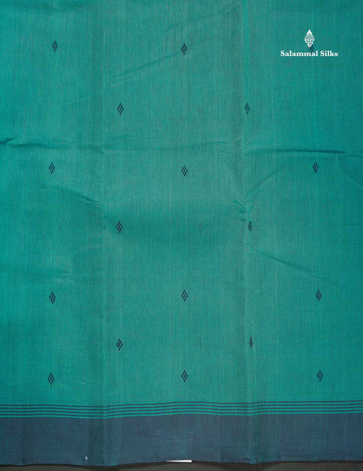 Handloom Pure Cotton Saree -  Grey Colour Body With Contrast Dark Navy Blue Blouse