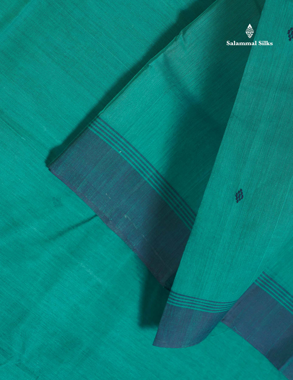 Handloom Pure Cotton Saree -  Grey Colour Body With Contrast Dark Navy Blue Blouse