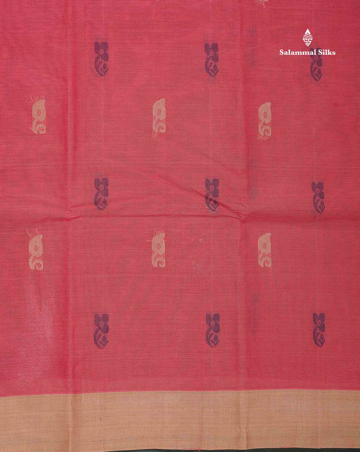 Handloom Pure Cotton Saree - Dual Tone Pink Colour Body With Contrast Sandal Blouse