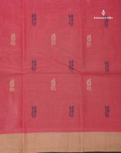Handloom Pure Cotton Saree - Dual Tone Pink Colour Body With Contrast Sandal Blouse