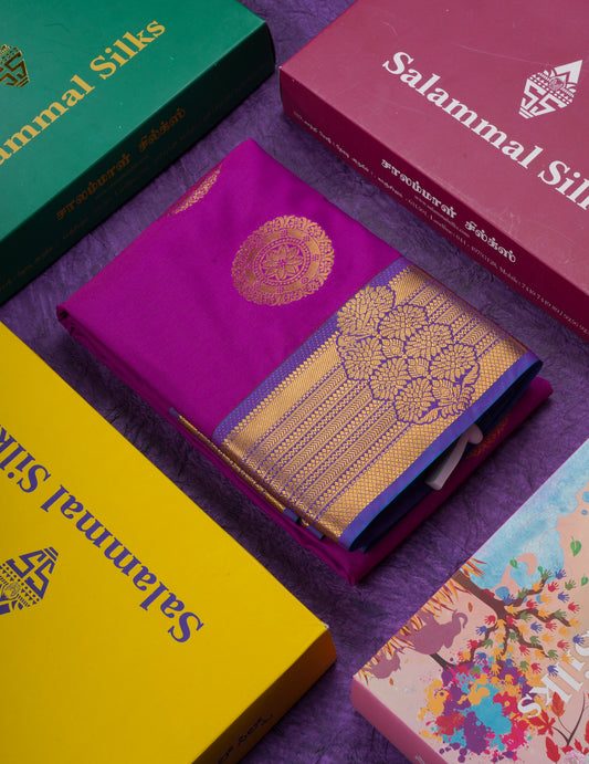 Vadamalli Semi Silk Saree With Contrast Blue Blouse