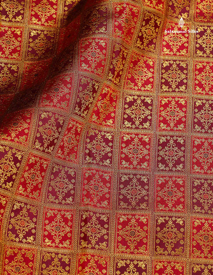 Bridal Pure Kanjivaram Silk Saree - Maroon Colour Body With Contrast Chilly Red Traditional Evening Morning Border