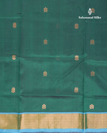 Dark Maroon Pure Silk Cotton Saree With Contrast Parrot Green Blouse