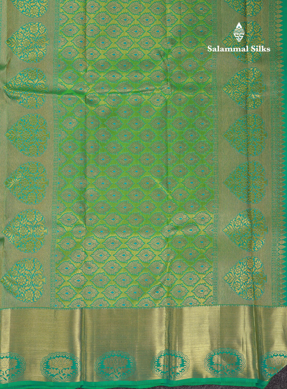 Beautiful Rexona Green Menakari Work Bridal Pure Kanjivaram Silk Saree With Traditional Border