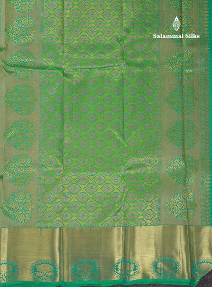 Beautiful Rexona Green Menakari Work Bridal Pure Kanjivaram Silk Saree With Traditional Border