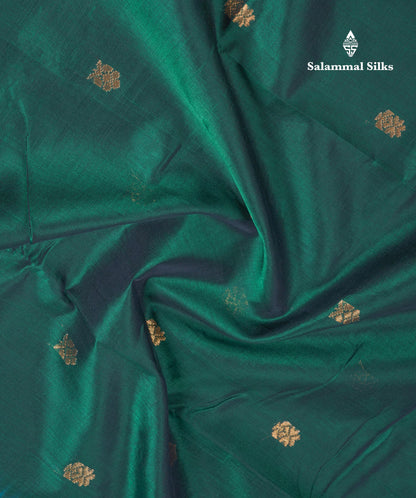 Dark Maroon Pure Silk Cotton Saree With Contrast Parrot Green Blouse