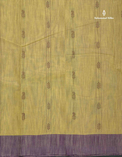 Handloom Pure Cotton Saree - Manthulir Green Colour Body With Contrast Dark Brown Blouse