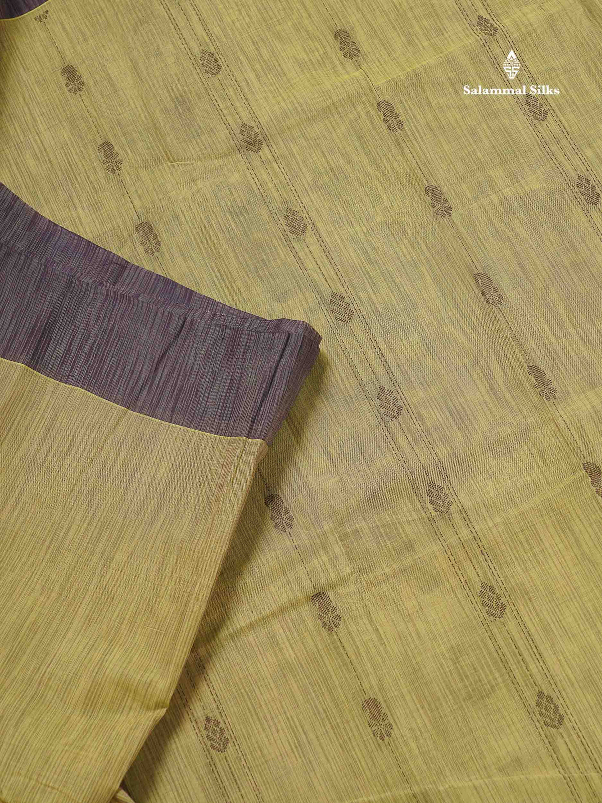 Handloom Pure Cotton Saree - Manthulir Green Colour Body With Contrast Dark Brown Blouse