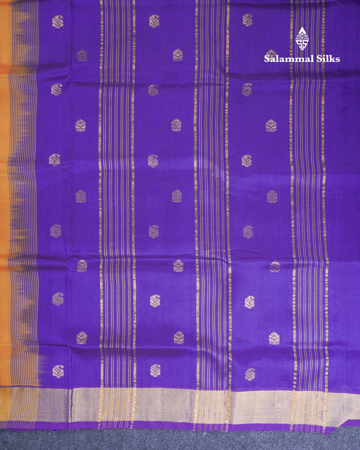 Mustard Yellow Pure Silk Cotton Saree With Contrast Violet Blouse