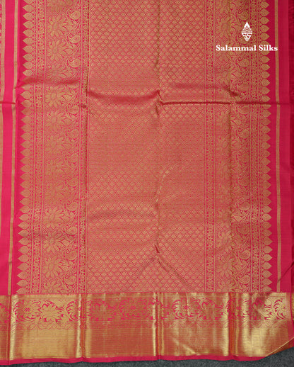 Beautiful Rani Pink Bridal Pure Kanjivaram Silk Saree With Traditional Border