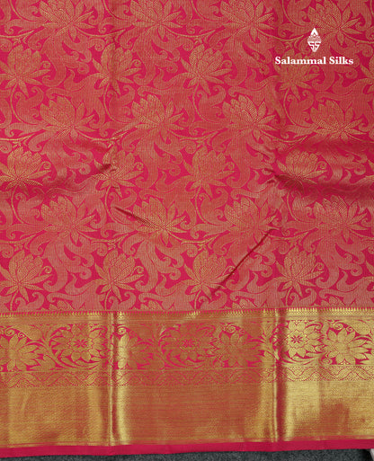 Beautiful Rani Pink Bridal Pure Kanjivaram Silk Saree With Traditional Border