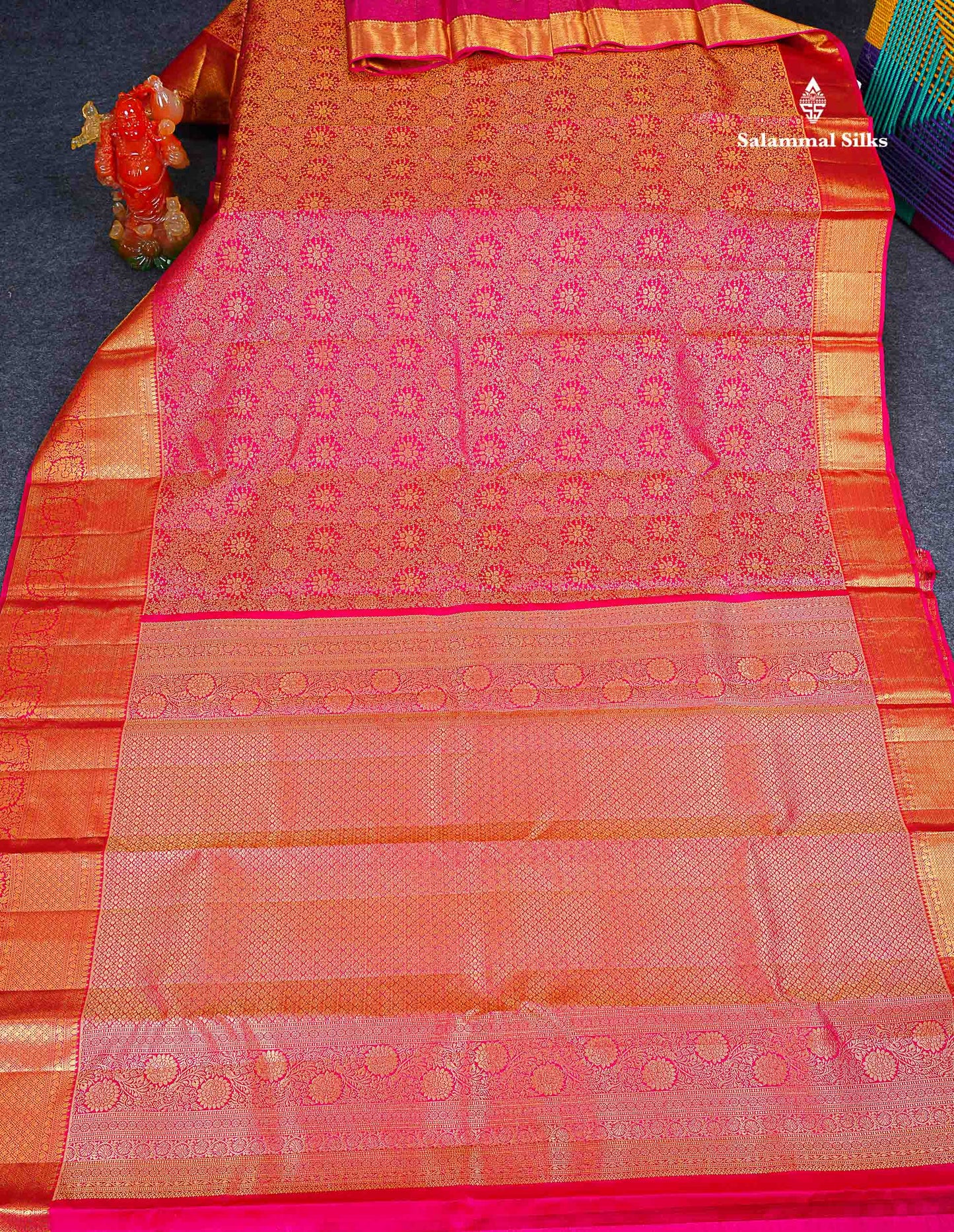 Bridal Pure Kanjivaram Silk Saree - Pink Colour Body With Traditional Evening Morning Border 