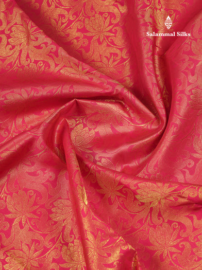 Beautiful Rani Pink Bridal Pure Kanjivaram Silk Saree With Traditional Border