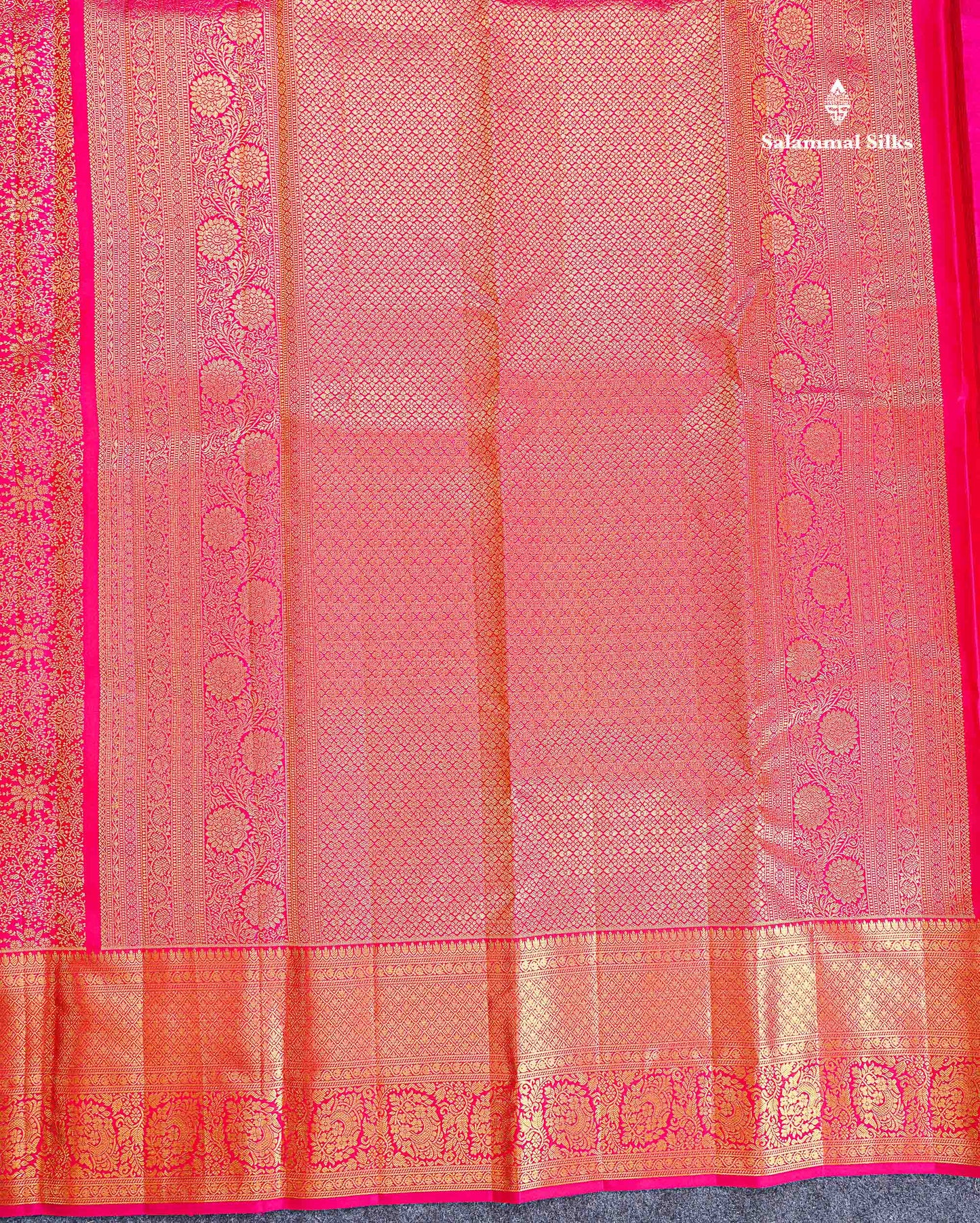 Bridal Pure Kanjivaram Silk Saree - Pink Colour Body With Traditional Evening Morning Border