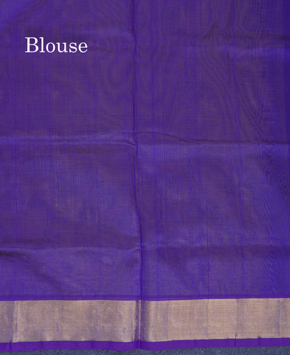 Mustard Yellow Pure Silk Cotton Saree With Contrast Violet Blouse