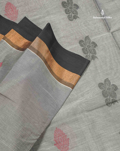 Handloom Pure Cotton Saree -  Mustard Yellow Colour Body With Contrast Black Border