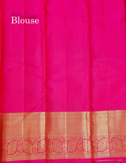 Bridal Pure Kanjivaram Silk Saree - Pink Colour Body With Traditional Evening Morning Border