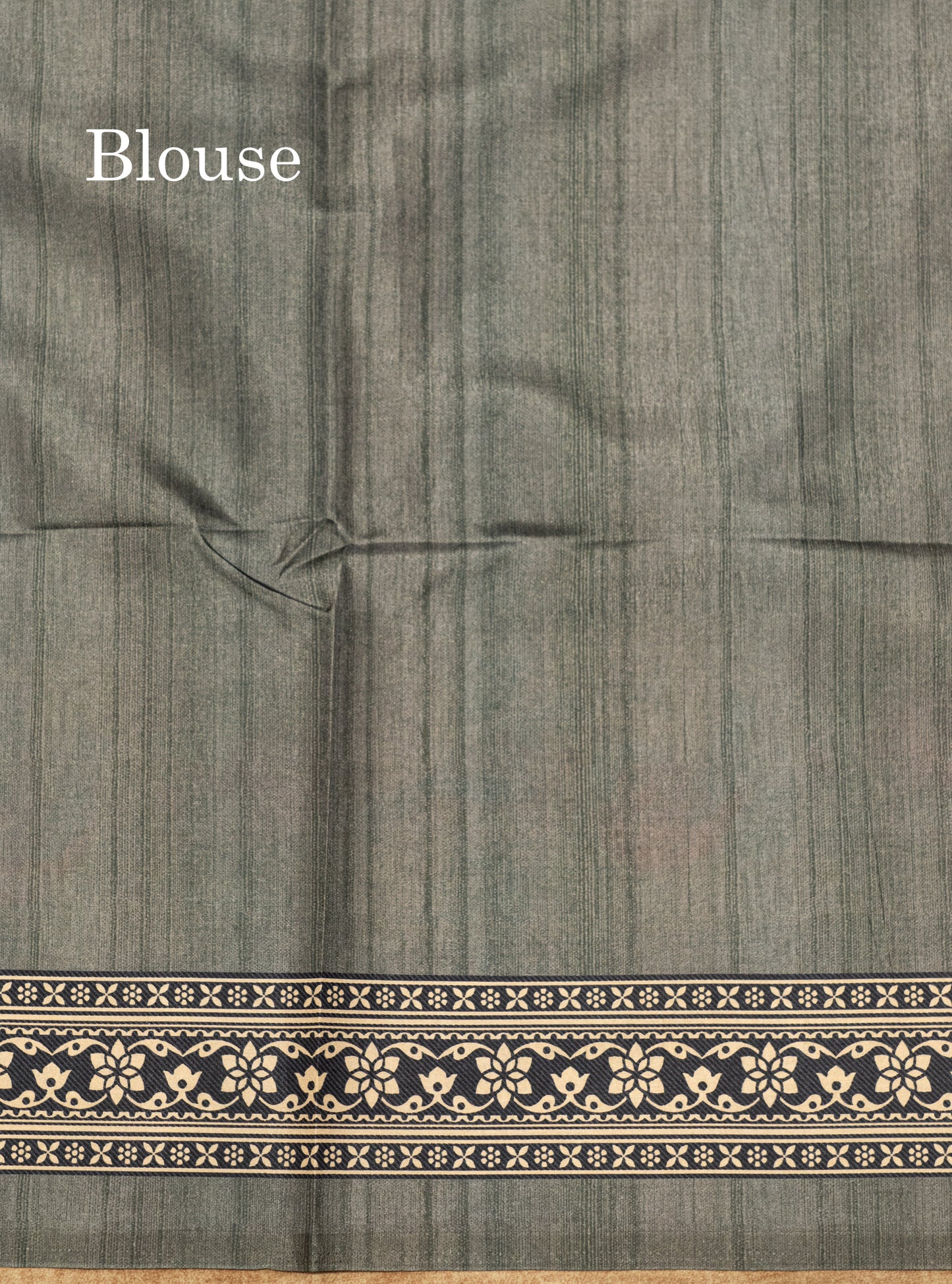 Grey Colour Printed Semi Tussar Saree With Fancy Border