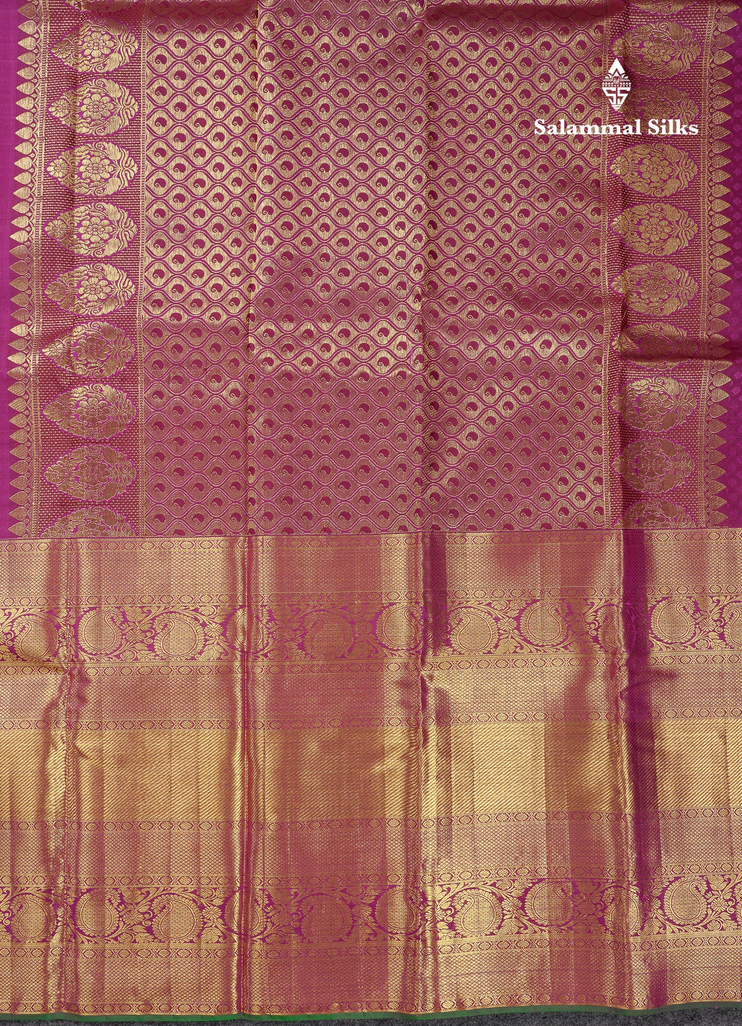 Beautiful Magenta Bridal Pure Kanjivaram Silk Saree With Traditional Evening Morning Border