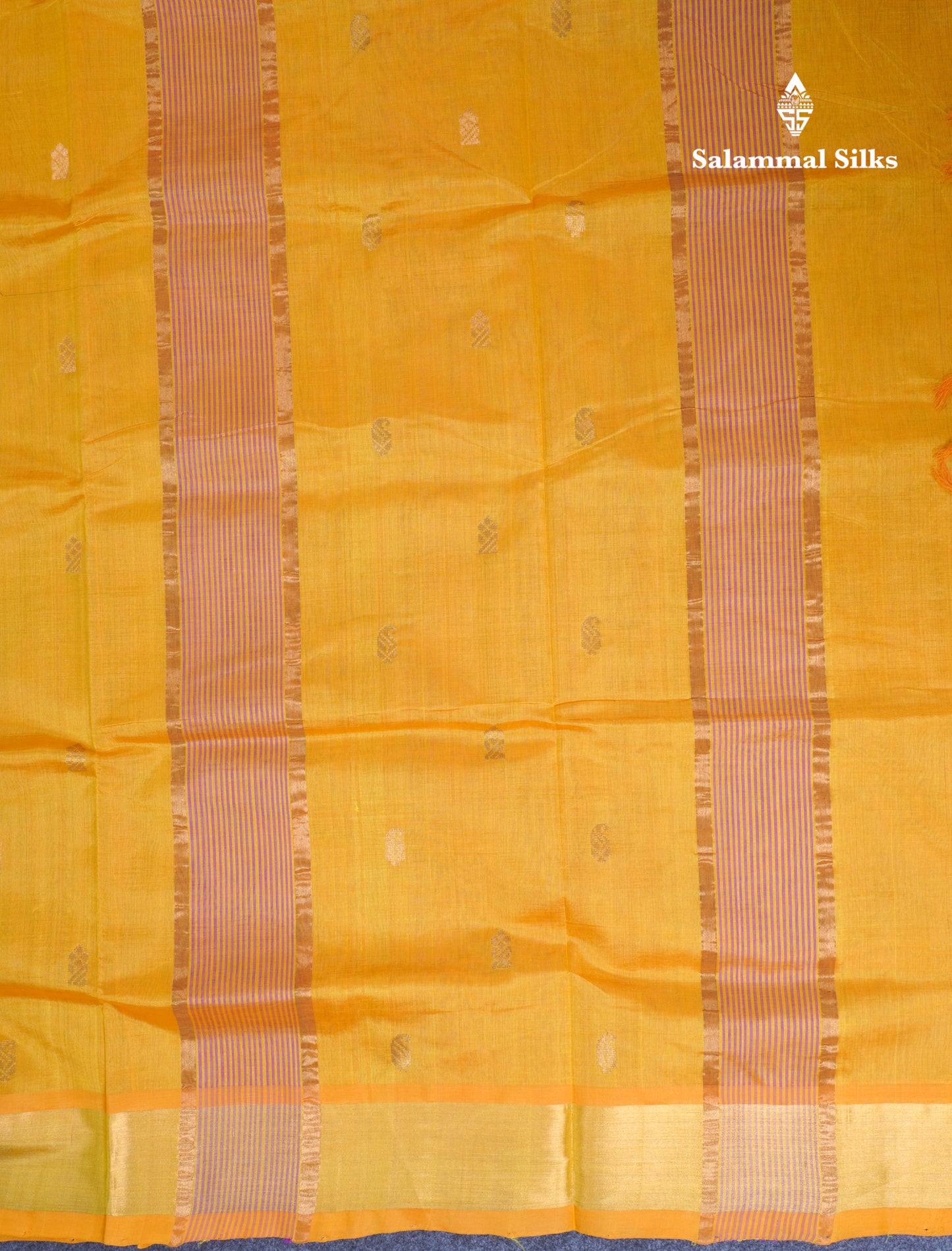 Dark Purple Pure Silk Cotton Saree With Mustard Yellow Blouse