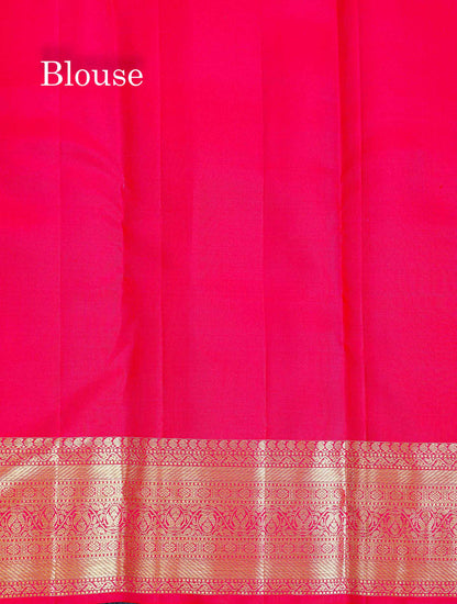 Bridal Pure Kanjivaram Silk Saree - Redish Pink Colour Body With Traditional Border