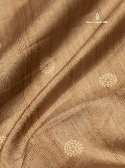 Grey Colour Printed Semi Tussar Saree With Fancy Border