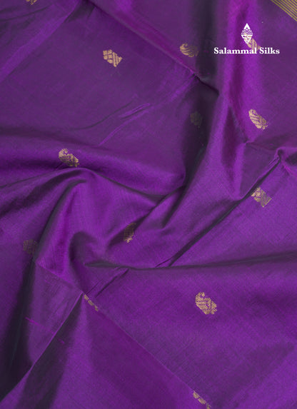 Dark Purple Pure Silk Cotton Saree With Mustard Yellow Blouse