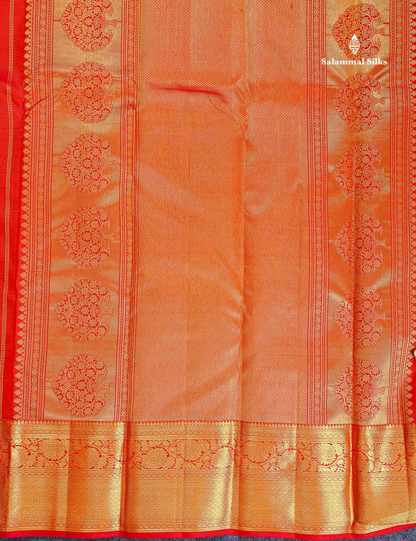Bridal Pure Kanjivaram Silk Saree - Red Colour Body Floral Desing With Traditional Border