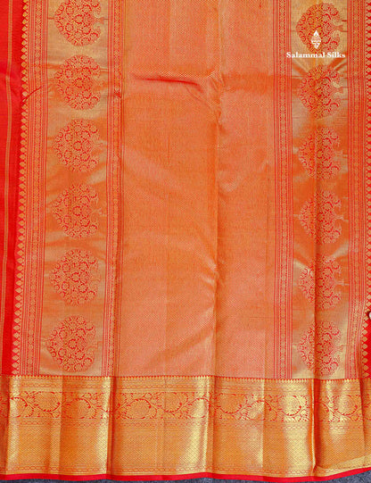 Bridal Pure Kanjivaram Silk Saree - Red Colour Body Floral Desing With Traditional Border