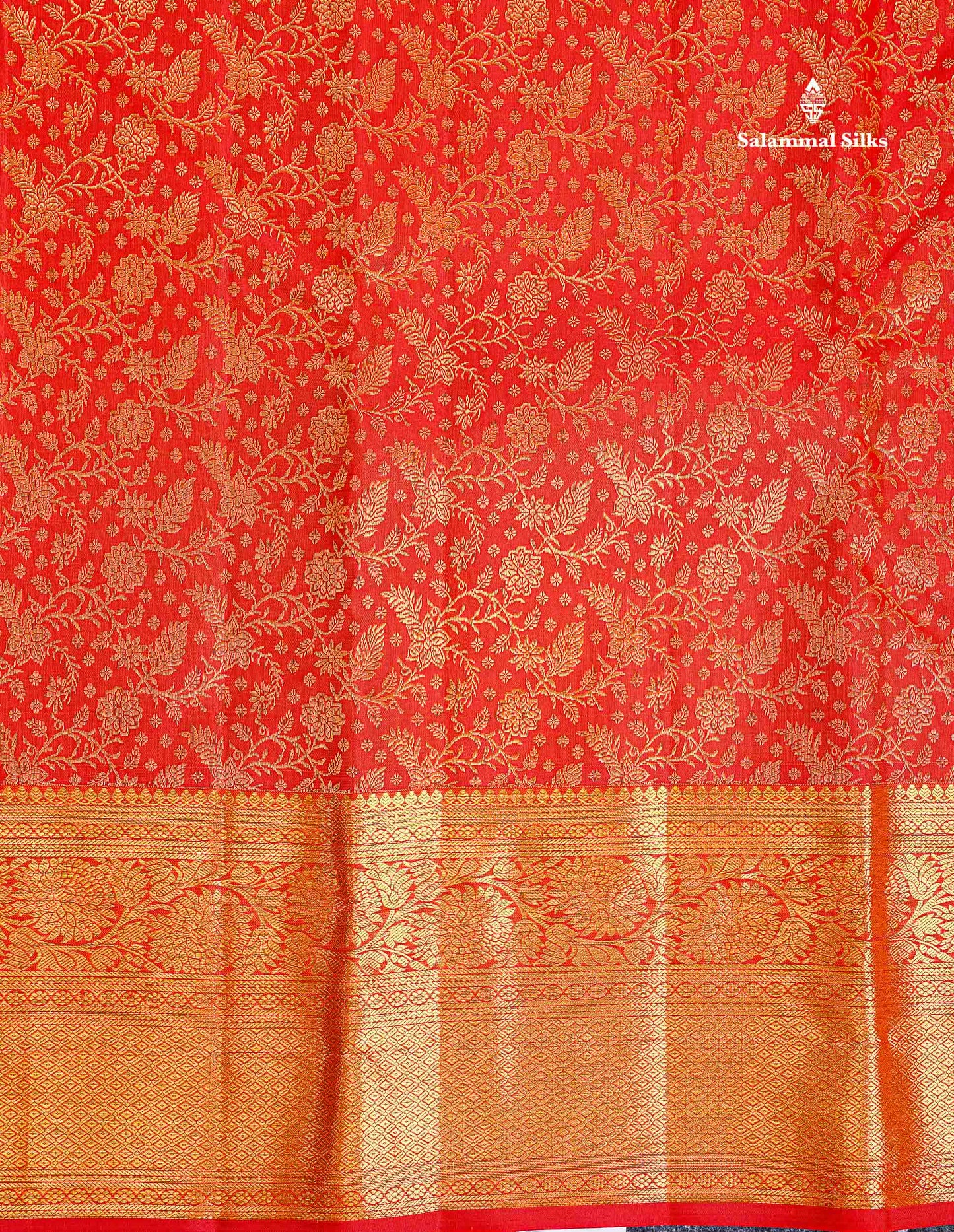 Bridal Pure Kanjivaram Silk Saree - Red Colour Body Floral Desing With Traditional Border