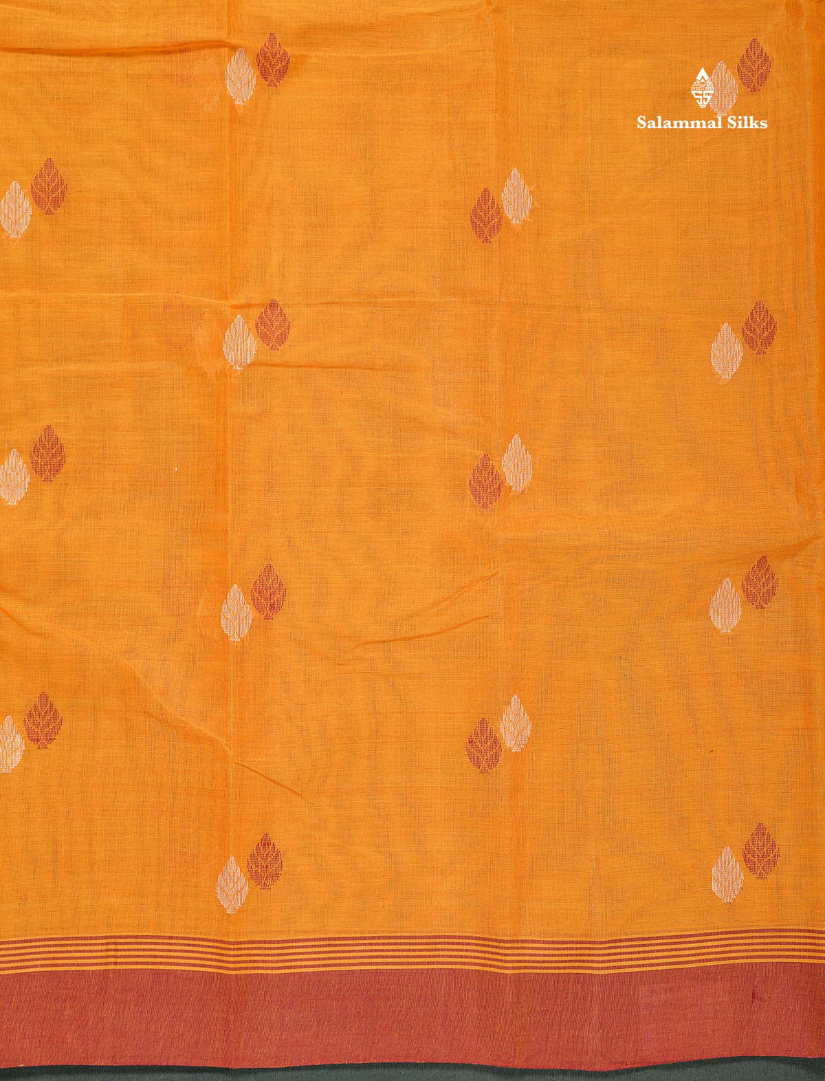 Handloom Pure Cotton Saree -  Brown Colour Body Thread Butta With Contrast Sandal Border