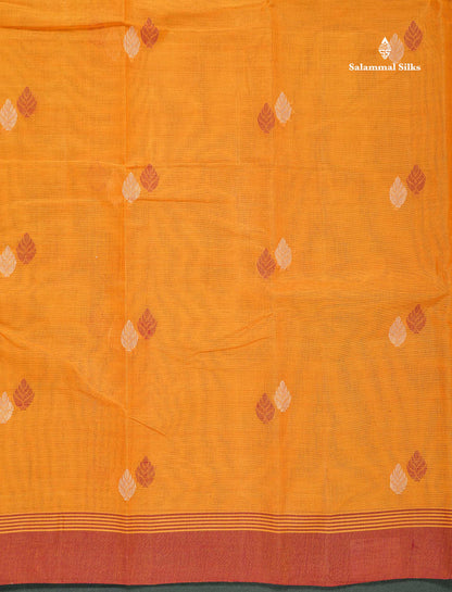 Handloom Pure Cotton Saree -  Brown Colour Body Thread Butta With Contrast Sandal Border