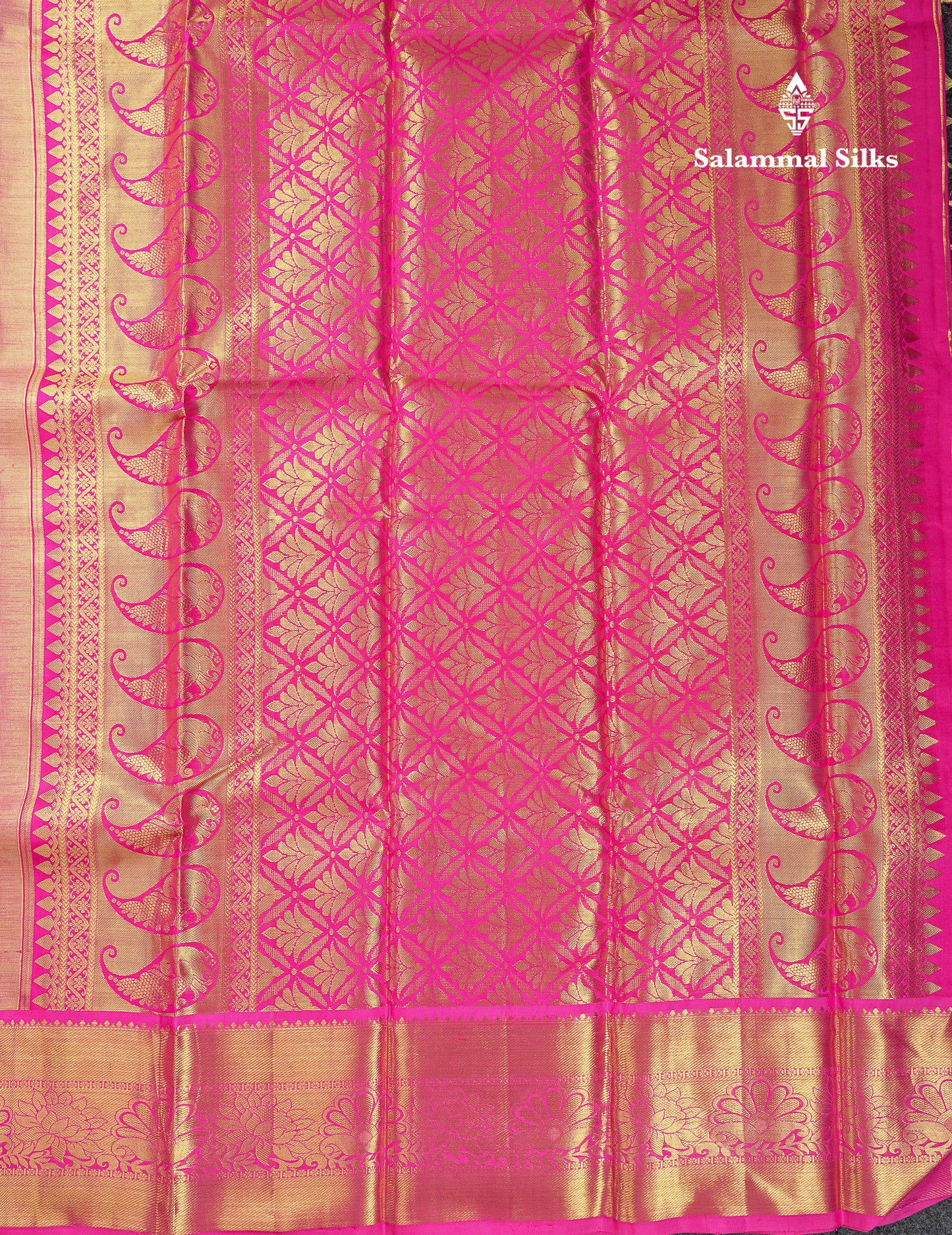 Beautiful Light Pink Tissue Bridal Pure Kanjivaram Silk Saree With Contrast Pink Traditional Border